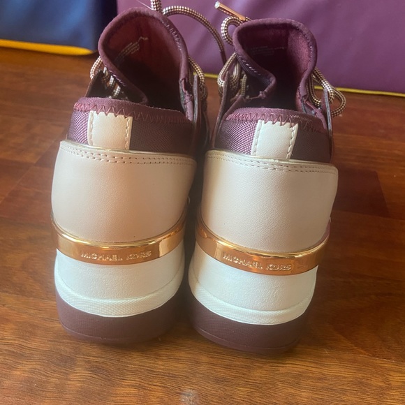 Michael Kors Liv Trainer Wedge Platform Sneakers Oxblood Size 8 - Picture 2 of 14